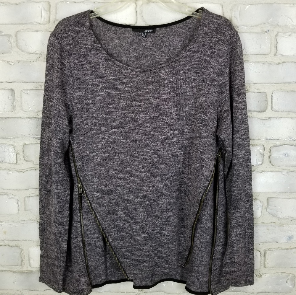 Ladakh Tunic Sweater Sz S Brown Knit Side Zippers